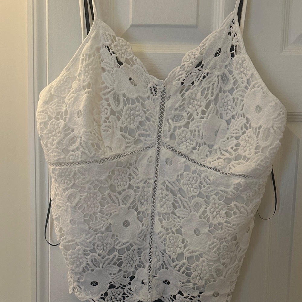 2 Ambiance Ivory Crochet Detail Bralette Top s2x